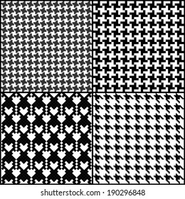 Vector seamless fashion black and white patterns set