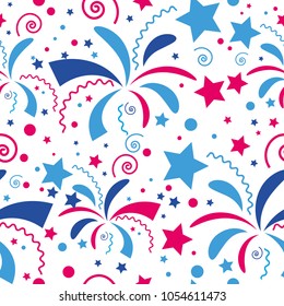 vector seamless festive colored fireworks pattern