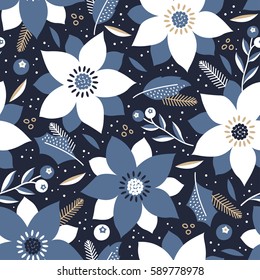 Vector seamless festive floral pattern