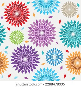 Vector seamless festive pattern of polygonal shapes on a white background