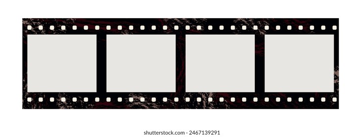 Vector seamless filmstrip on white background. Frames of film, grungy photo frames, with free copy space, vector