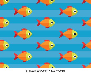 Vector seamless fish pattern. Ocean or aquarium background