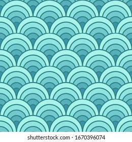 Vector seamless fish scales pattern. Beautiful oriental ornament. Design for fabric, textile, wallpaper, wrapping