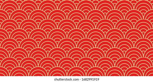 Vector seamless fish scales pattern. Beautiful oriental ornament. Design for fabric, textile, wallpaper, wrapping