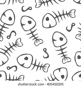 vector seamless fish skeleton pattern