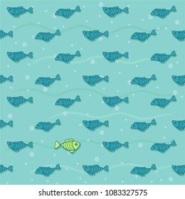 Vector seamless with fishes in the sea