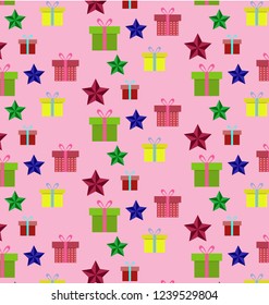 Vector seamless flat pattern of Happy New Year and Christmas Day