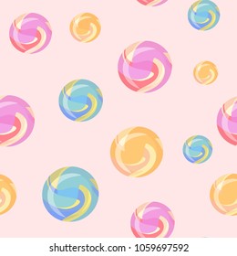 Vector seamless flat style colorful candies background. Print for kids clothes, bed linen, pajamas, wallpapers. Decoration for baby's room. EPS 10