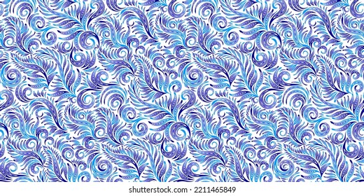 Vector Seamless Floral Abstract Pattern. Frosty Pattern