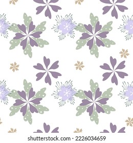 Vector seamless floral abstract pattern isolated on white background in pastel colors for home textile design