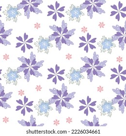 Vector seamless floral abstract pattern isolated on white background in pastel colors for home textile design