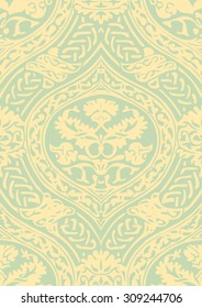 Vector seamless floral antique pattern with interlacing ribbons background