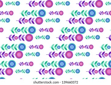 Vector Seamless Floral Background with Beauty Flowers for Summer