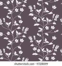 Vector seamless floral background with berries and flowers