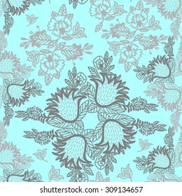 Vector seamless floral background. Decorative hand drawn pattern. 