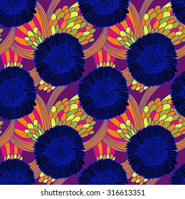 Vector seamless floral background. Decorative hand drawn colorful pattern.