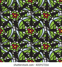 Vector seamless floral background. Decorative hand drawn colorful pattern.