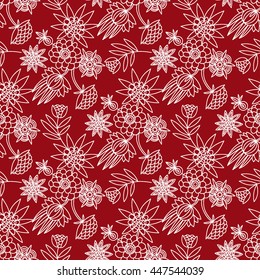 Vector seamless floral background. Decorative hand drawn black and white pattern. Texture for web, print, wallpaper, home decor, spring summer fashion fabric, textile, invitation or website background