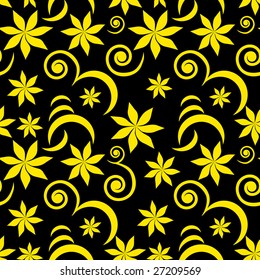 Vector. Seamless floral background with golden colors. See more floral background inside of my portfolio.