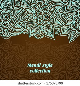 Vector seamless floral background with indian ornament. Lace pattern for invitation or greeting card
