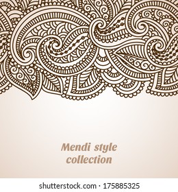 Vector seamless floral background with indian ornament. Lace pattern for invitation or greeting card