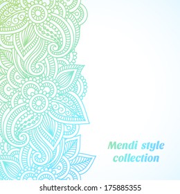 Vector seamless floral background with indian ornament. Lace pattern for invitation or greeting card
