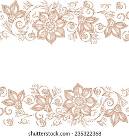 Vector seamless floral background with indian ornament. Lace pattern for invitation or greeting card