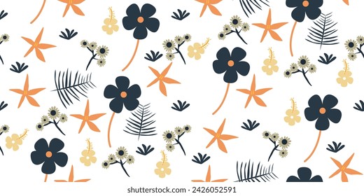 Vector seamless floral background. leaf pattern Seamless pattern hand-drawn with tropical leaves. Background for printing on environmental topics.