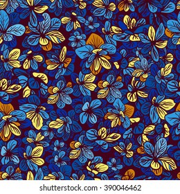 Vector seamless floral background. Floral background with purple flowers. Seamless pattern