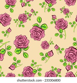 Vector seamless floral background with roses for design