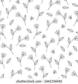 vector seamless floral black and white graphic pattern