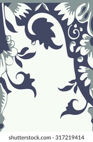 Vector seamless floral border. Blue light vintage color. Element for design. You can place the text in an empty frame. For decorating of invitations, greeting cards, decoration for bags and clothes