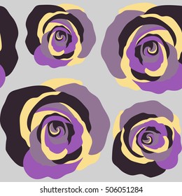Vector seamless floral border. Isolated rose flowers on gray background.