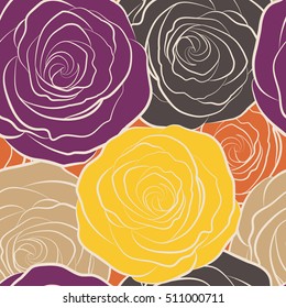 Vector seamless floral border. Isolated rose flowers.