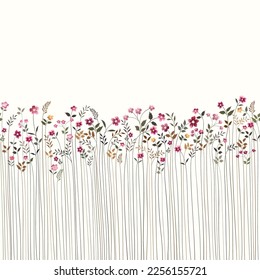 vector seamless floral border with meadow flowers