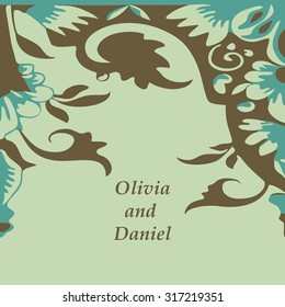 Vector seamless floral border. Vintage color. Element for design. You can place the text in an empty frame. For decorating of invitations, greeting cards, decoration for bags and clothes