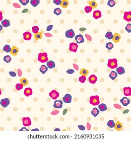 Vector seamless floral colorful pattern on a cream background
