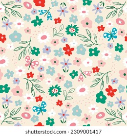 Vector sin fisuras de color floral. Patrón botánico en estilo moderno y moderno. 