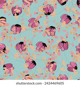 Vector seamless floral colorful pattern on a colorful background, texture, pattern, textile, fabric, cute pattern, style, scarf design. 