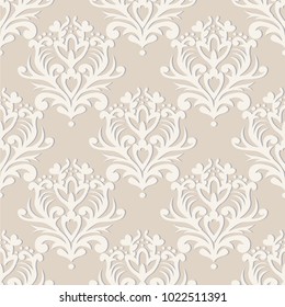 Vector seamless floral damask pattern. Rich ornament, old Damascus style. Royal victorian seamless pattern for wallpapers, textile, wrapping, wedding invitation.