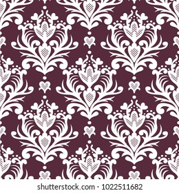 Vector seamless floral damask pattern. Rich ornament, old Damascus style. Royal victorian seamless pattern for wallpapers, textile, wrapping, wedding invitation. Damask woman pattern. EPS8