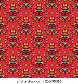 Vector Seamless floral damask pattern design for wallpaper and fabric