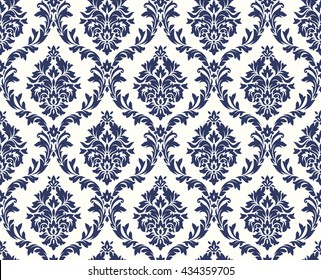 Vector seamless floral damask pattern. Rich ornament, old Damascus style. Royal victorian seamless pattern for wallpapers, textile, wrapping, wedding invitation. Damask woman pattern. Damask pattern