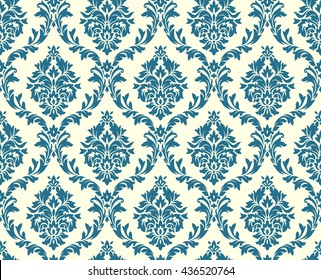 Vector seamless floral damask pattern. Rich ornament, old Damascus style. Royal victorian seamless pattern for wallpapers, textile, wrapping, wedding invitation. Damask woman pattern