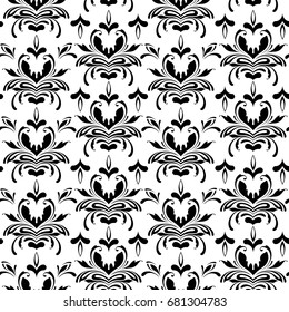 Vector seamless floral damask pattern for design wallpaper, wrapping, paper, textile. Isolated template.