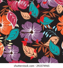 Vector seamless floral flowers texture background