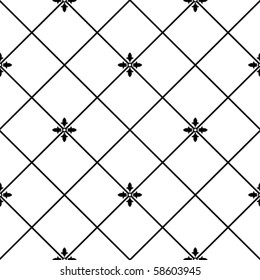 vector SEAMLESS floral geometric  pattern black and white