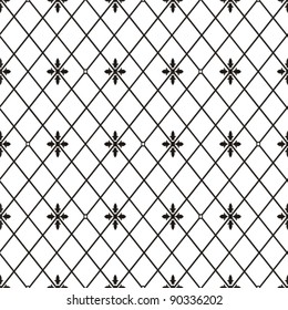 vector seamless floral geometric pattern black and white