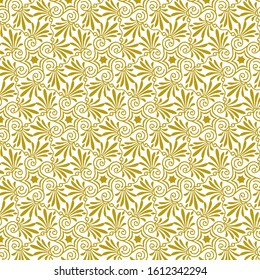 Vector seamless floral greek gold pattern on a white background. Traditional greek ethnic style. Luxury geometric line art ornament. Design template for greeting, birthday, card, wedding, wallpaper