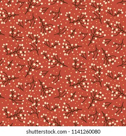 Vector seamless floral grunge pattern with small flowers. Cute ditsy vintage print with dots for cute baby fashion. Botanical grunge retro texture with dots. Elegant modern floral ditsy background